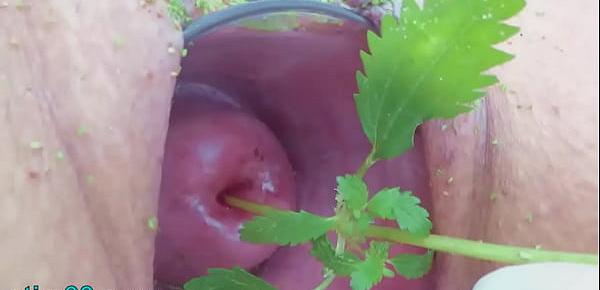  Extreme female inserting nettles into cervix and rod flowers